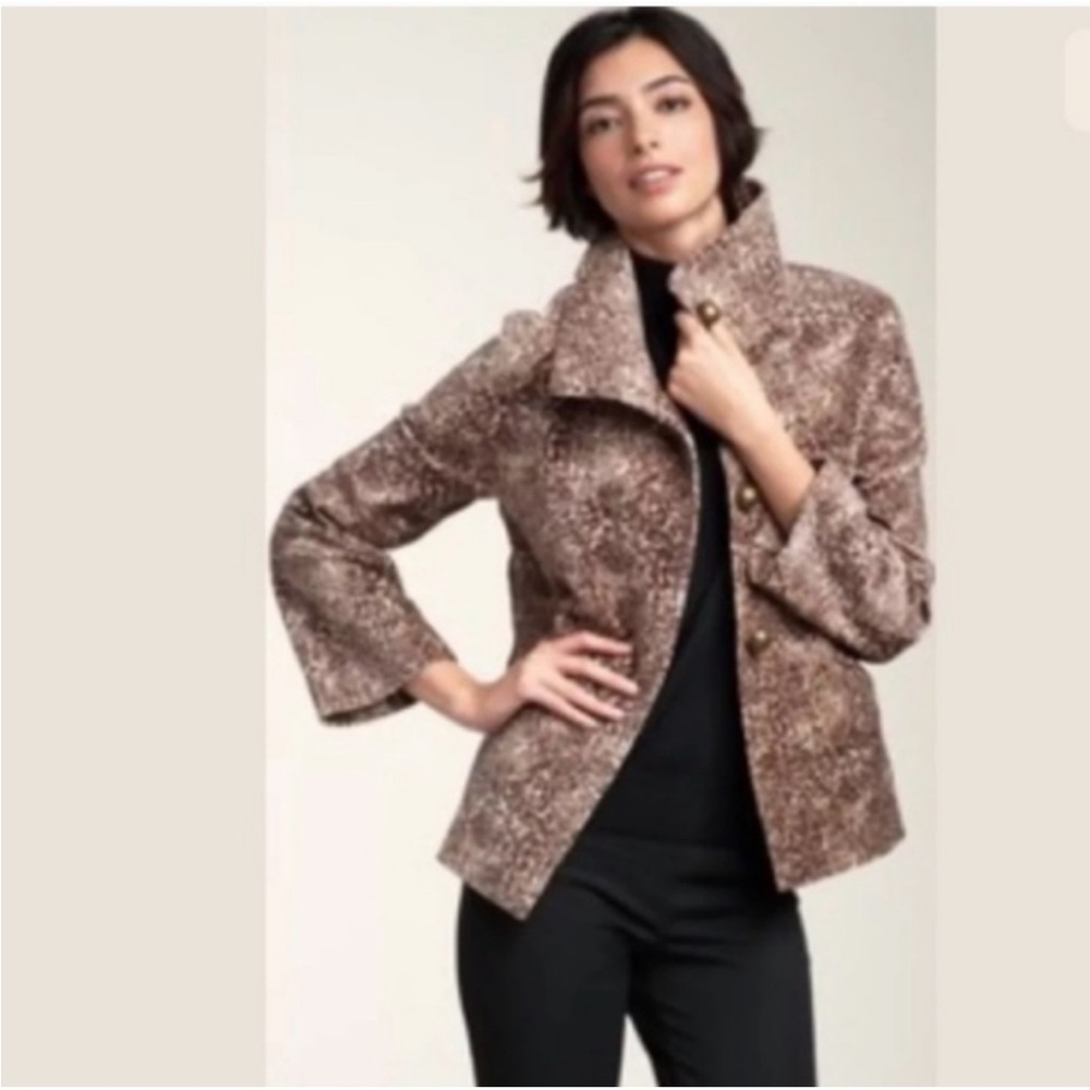 Talbots Vintage Style Retro Leopard Print Cropped Teddy Jacket Mobwife 14P